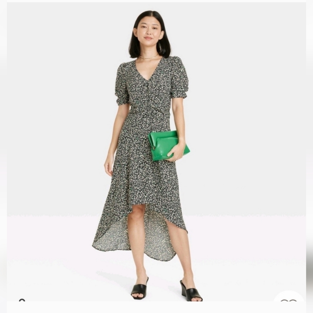 a new day Black Floral High-Low Midi Dress